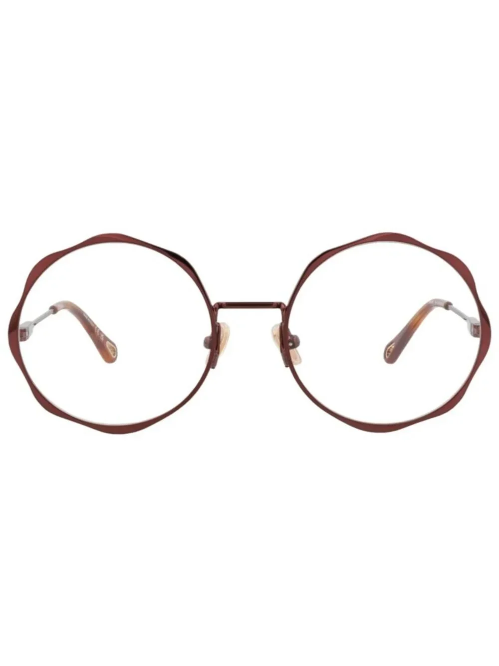 New Chloé Women's Eyeglasses Round Oval Metal Frame Brown Brown Transparent